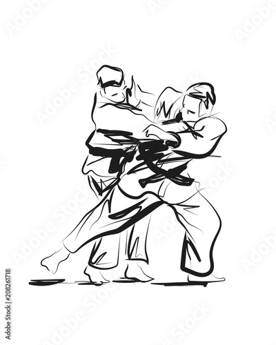 Vector sketch competing judo photo
