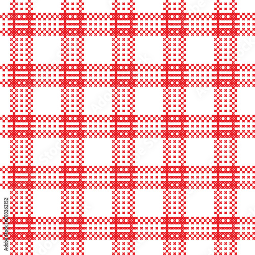 embroidered good like old handmade cross-stitch pattern. Seamless ornament in vector for serviette or tablecloth