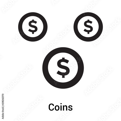 Coins icon vector sign and symbol isolated on white background, Coins logo concept