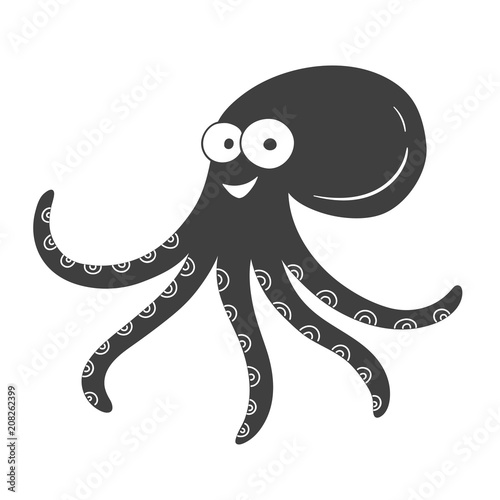 Cute octopus on white background. Vector illustration.