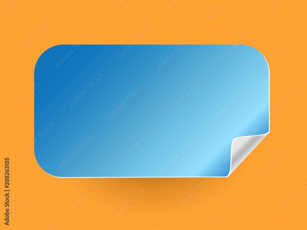 Square sticker curled corner and shadow. Vector illustration. use for web banner, sign, notification.