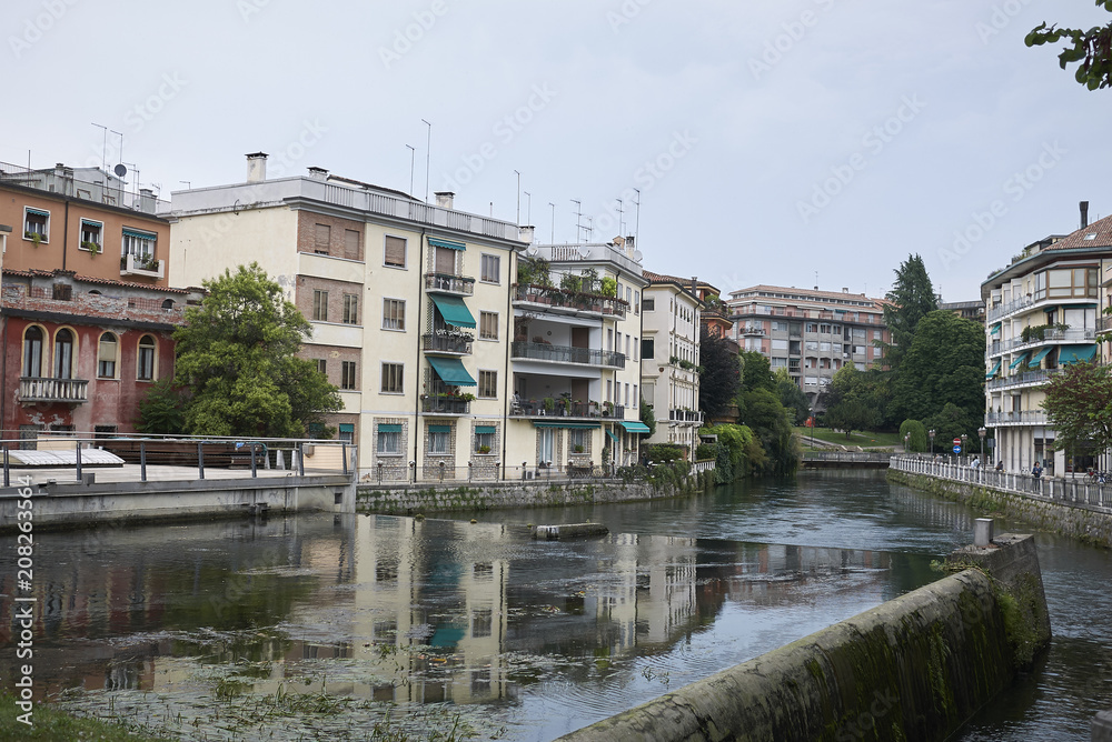 Treviso, Italy - May 29, 2018: View of River Sile from san martino bridge