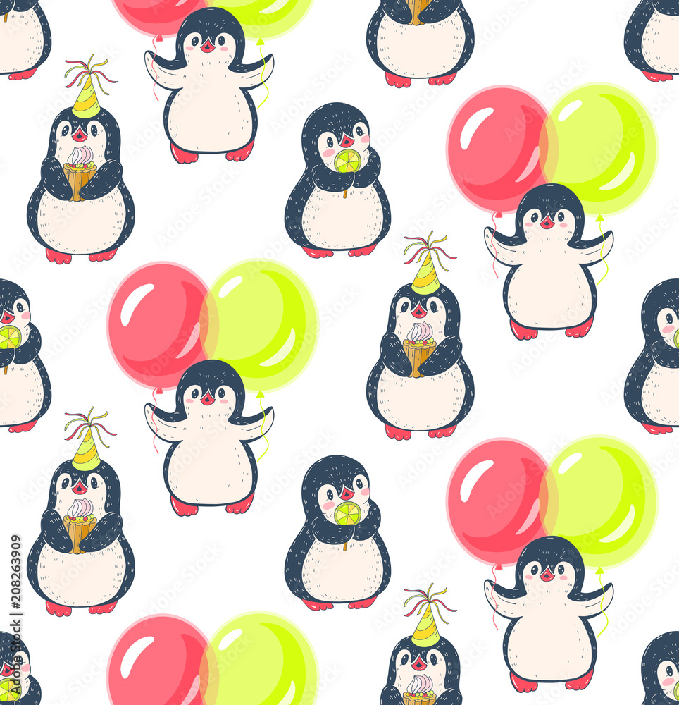 Seamless pattern with cute penguins Seamless pattern with cute penguins