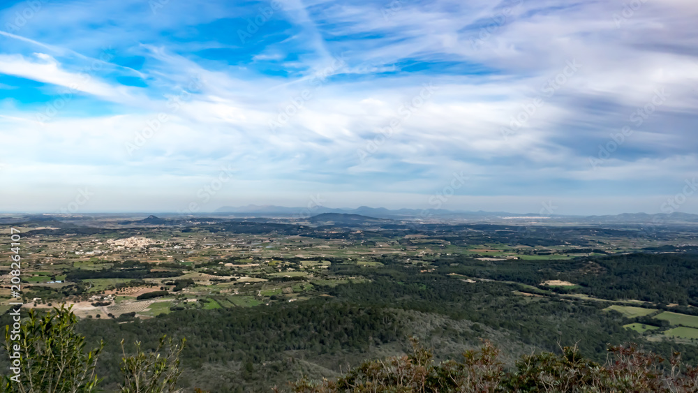 View from Santuari de Consolacio near San Joan over The south east of Mallorca