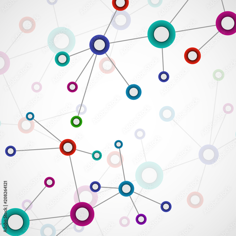 Abstract molecule background, colorful connected structure. Dna, atom, neurons. Vector Abstract molecule background, colorful connected structure. Dna, atom, neurons. Vector