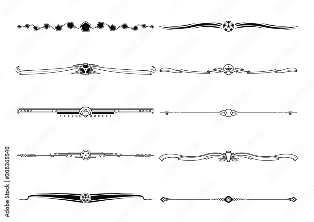 Set of decorative football elements.