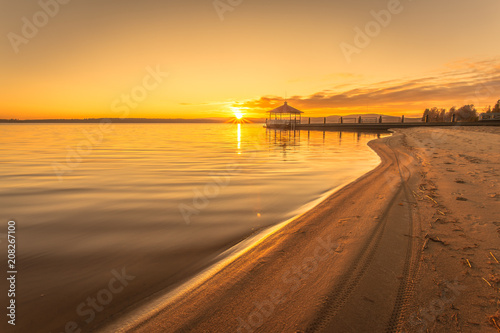 Sunset landscape from Hiukka beach. Sotkamo, Finland.