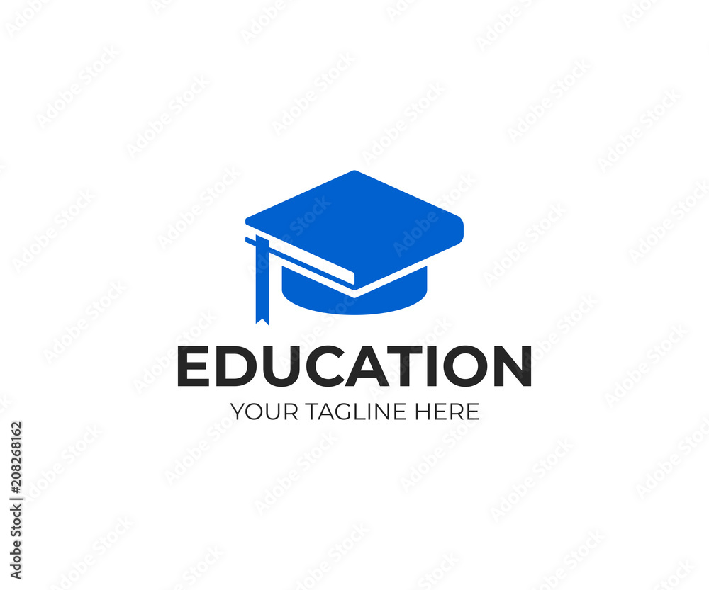 Bachelor hat and book logo template. Graduation hat vector design. Education logotype Bachelor hat and book logo template. Graduation hat vector design. Education logotype