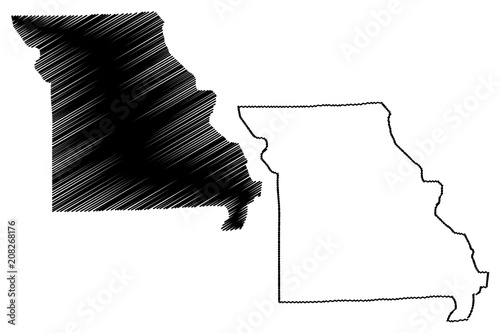 Missouri map vector illustration, scribble sketch Missouri map