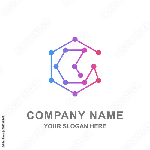 Hexagon Constellation Astronomy Science Logo Vector 