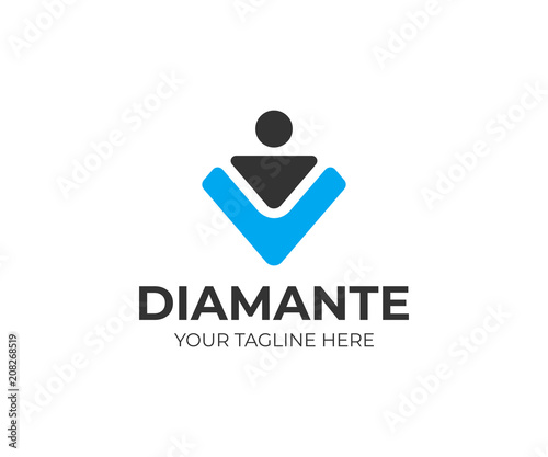 Diamond worker logo template. Recruitment vector design. Search personnel logotype