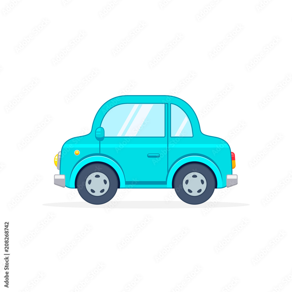 Car icon cartoon side view. Vector flat illustration
