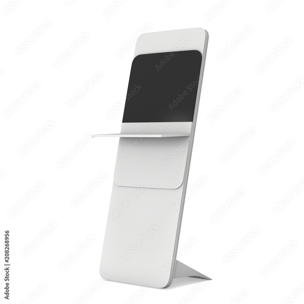 LCD Screen Stand. Trade Show Booth. 3d render of tv info kiosk isolated on white background. High Resolution. Ad template for your expo design. LCD Screen Stand. Trade Show Booth. 3d render of tv info kiosk isolated on white background. High Resolution. Ad template for your expo design.