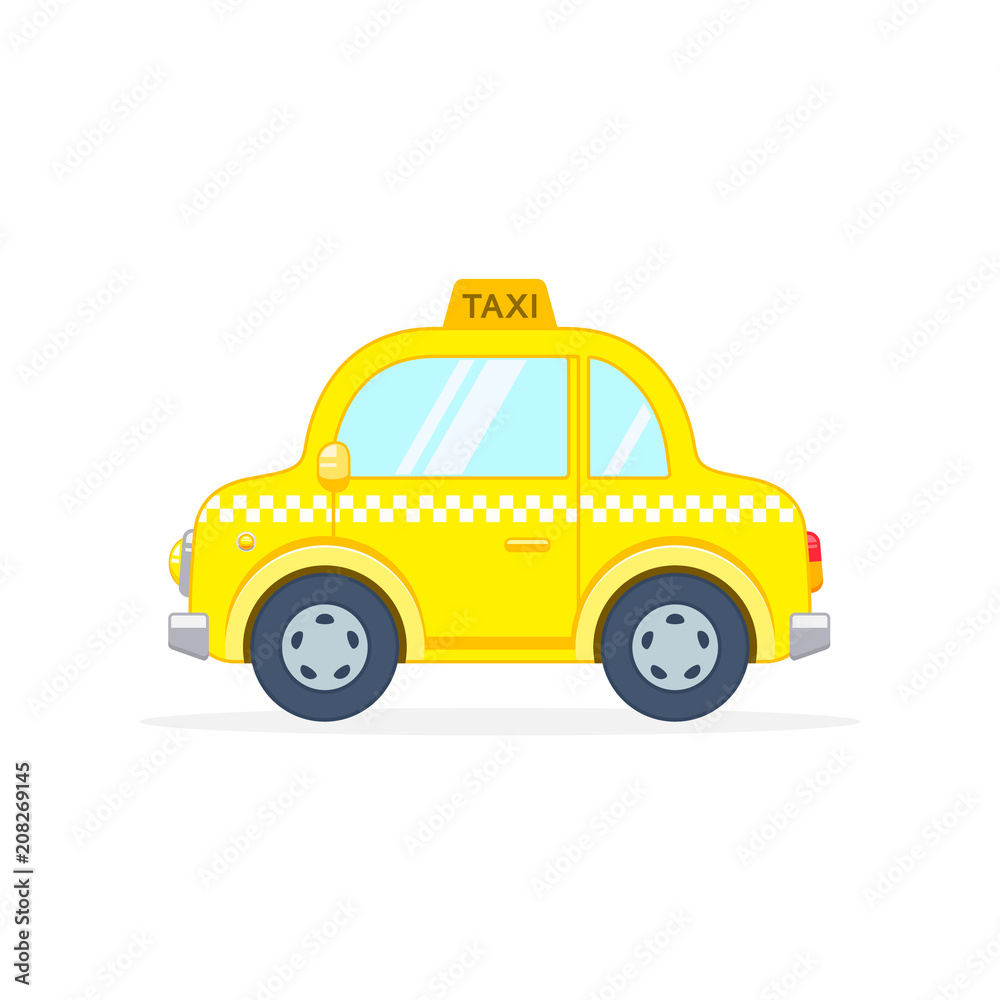 Taxi cab Vector cartoon illustration isolated on white background