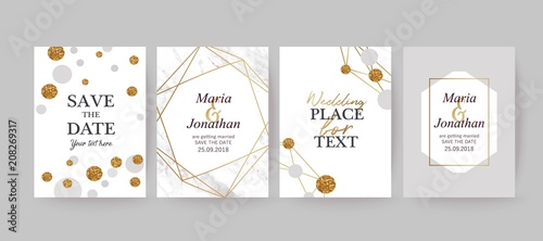 Marble gold texture card, wedding invitation.
