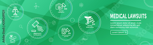 Medical Lawsuits with Pharmaceutical, negligence, & medical malpractice icon set
