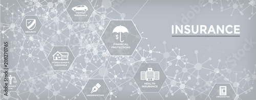 Insurance Web Header Banner - Covers homeowners, medical, life, and vehicle insurance