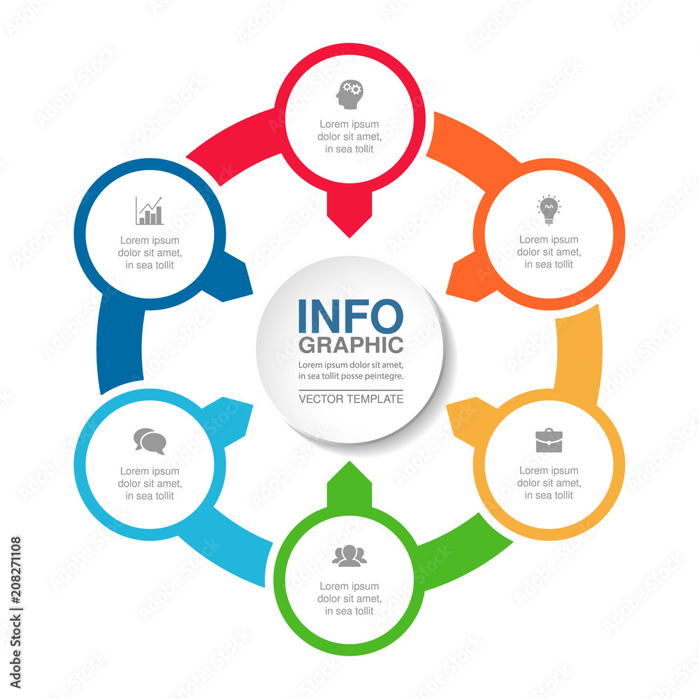 Vector infographic template for diagram, graph, presentation, chart, business concept with 6 options. Vector infographic template for diagram, graph, presentation, chart, business concept with 6 options.