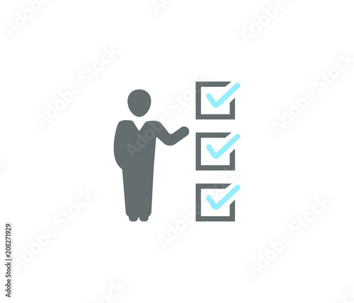 Human checking icon, quality control manager icon