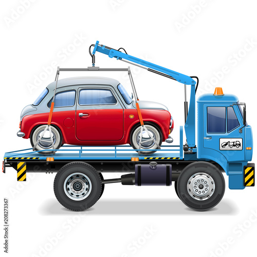 Vector Tow Truck with Automobile