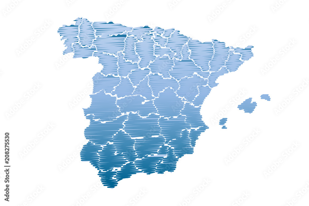 Mapa azul de España.