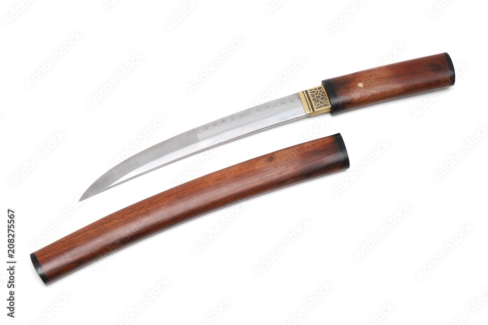 Aigushi or Tanto short Japanese sword with scabbard isolated in white backgroundAigushi or Tanto short Japanese sword with scabbard isolated in white background Aigushi or Tanto short Japanese sword with scabbard isolated in white backgroundAigushi or Tanto short Japanese sword with scabbard isolated in white background