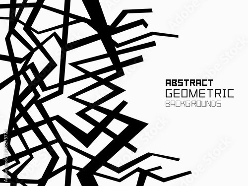 Abstract geometric background with Random chaotic lines. Monochrome ornament. isolated on white background