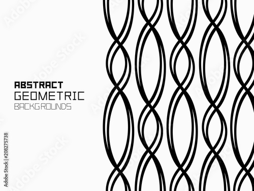 Abstract geometric background with waves. Monochrome ornament. isolated on white background