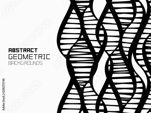 Abstract geometric background with waves. Monochrome ornament. isolated on white background