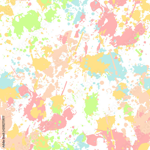 Seamless pattern with multi-colored blots of paint
