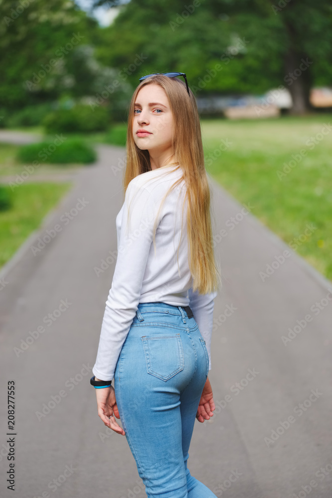 beautiful blonde girl on the street beautiful blonde girl on the street