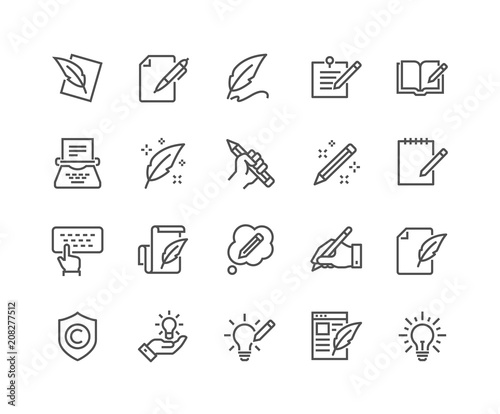 Simple Set of Copywriting Related Vector Line Icons. Editable Stroke. 48x48 Pixel Perfect. photo