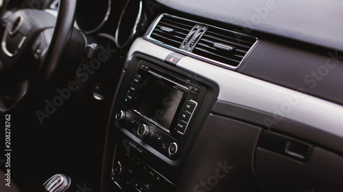 modern car interior. air condition in auto. car multimedia and navigation