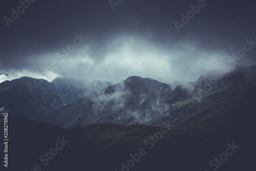 Brooding atmospheric mountain landscape