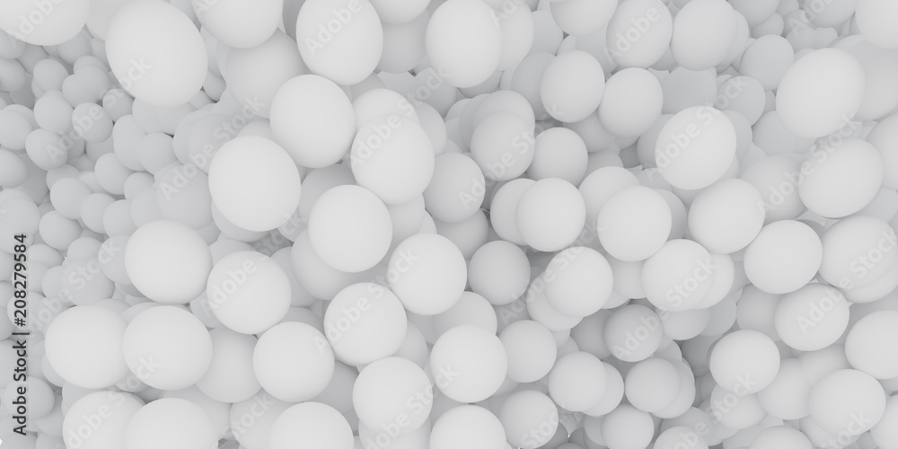 Abstract of white sphere balls are scattered as background.3d rendering