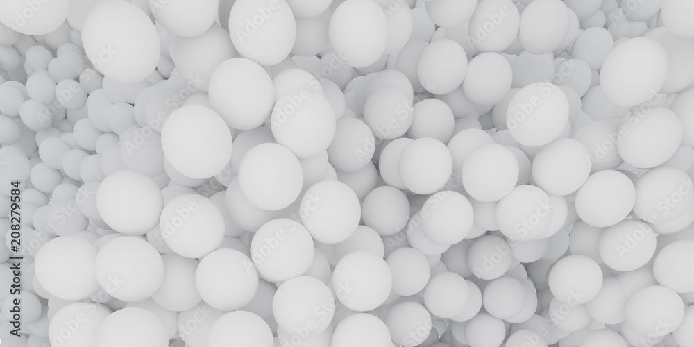 Abstract of white sphere balls are scattered as background.3d rendering Abstract of white sphere balls are scattered as background.3d rendering