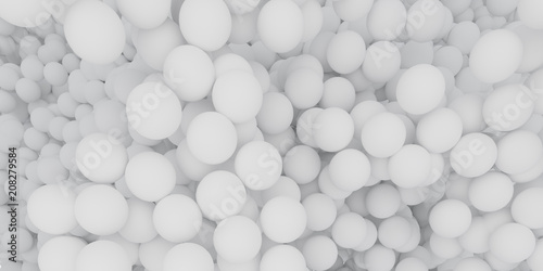 Abstract of white sphere balls are scattered as background.3d rendering