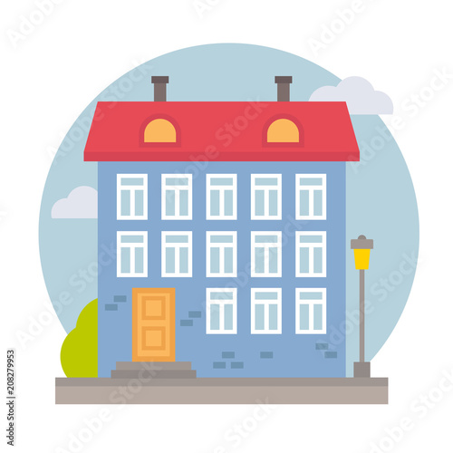 Retro vintage vector flat city house for web design