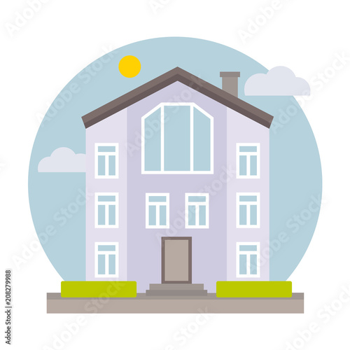 Cottage house vector flat illustration for web, print design