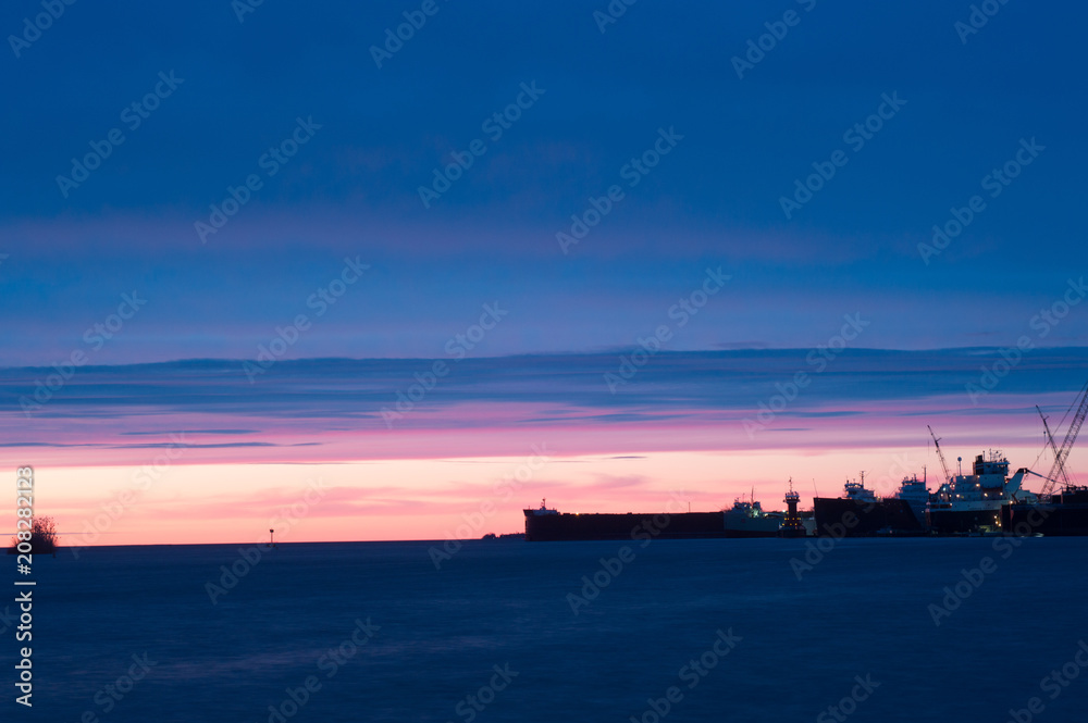 Ship in the Sunset