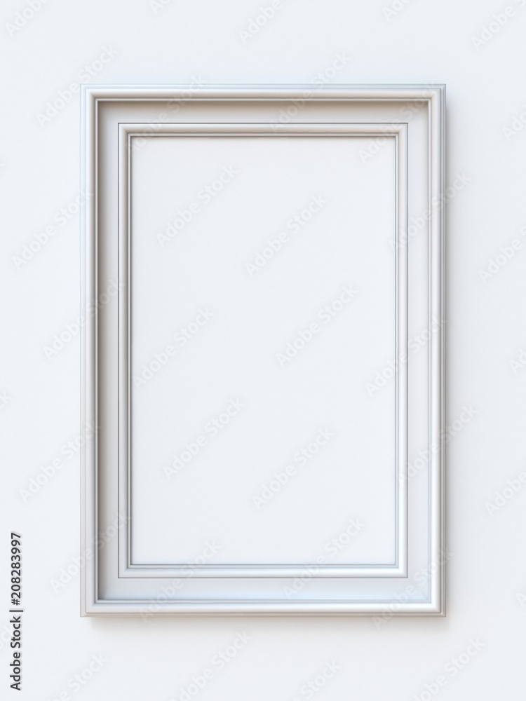 White picture frame rectangular 3D rendering illustration White picture frame rectangular 3D rendering illustration