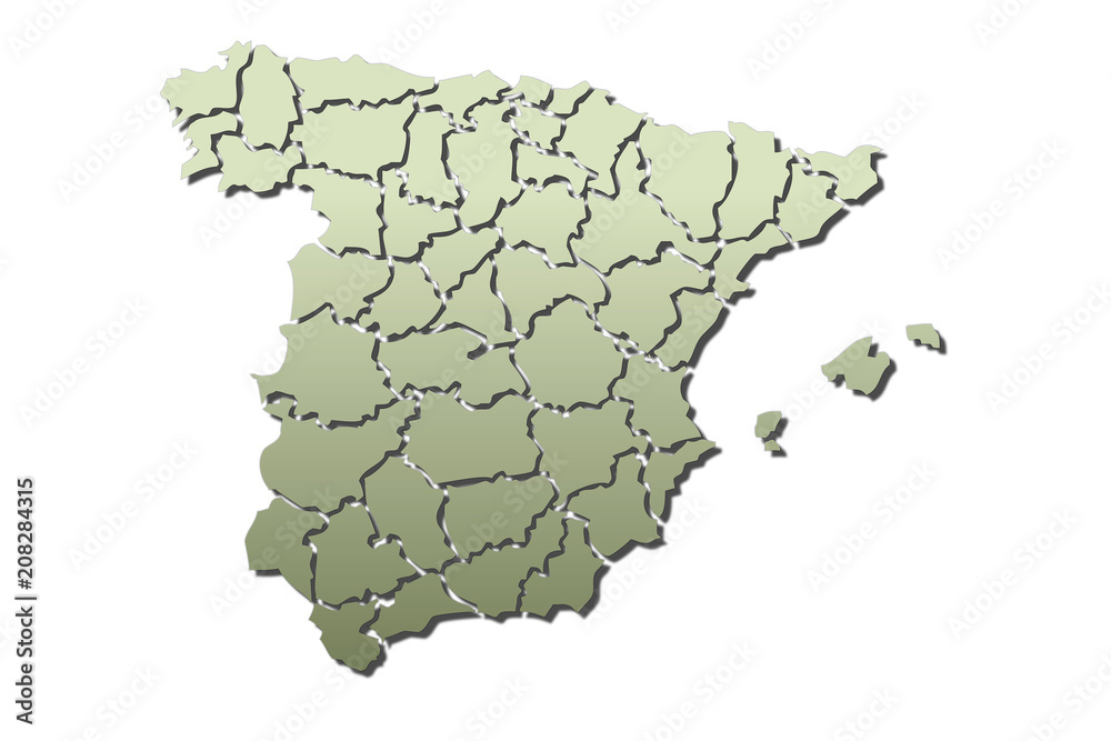 Mapa verde de España. Stock Vector