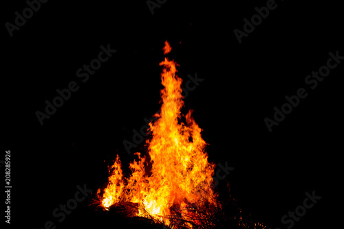 Bonfire blur silhouette Black background red light Powerful in the work  creative.