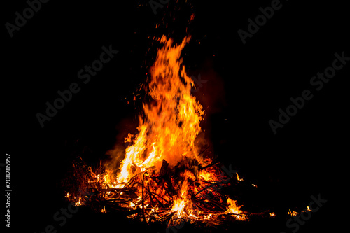 Bonfire blur silhouette Black background red light use work creative