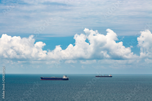 Merchant ship in the Black sea.  Tanker at sea.