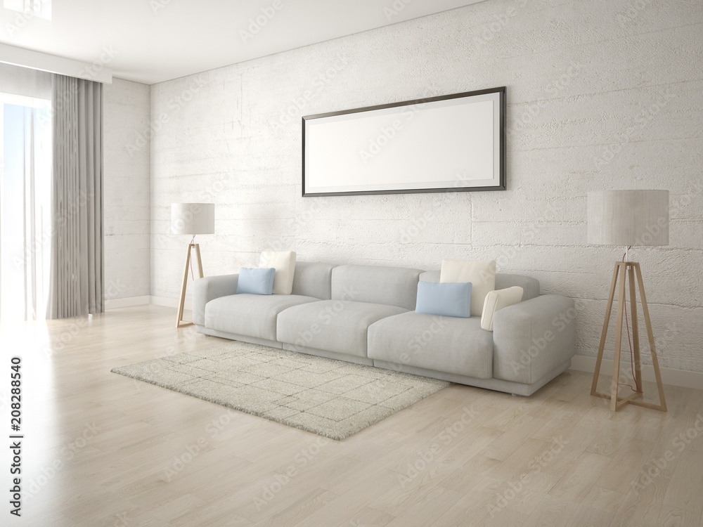 Mock up a creative living room with a light comfortable sofa and a stylish background. Mock up a creative living room with a light comfortable sofa and a stylish background.