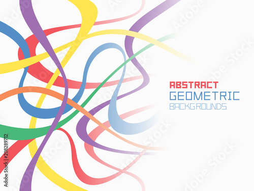 Abstract geometric background with Random chaotic lines. Colorful ornament. isolated on white background