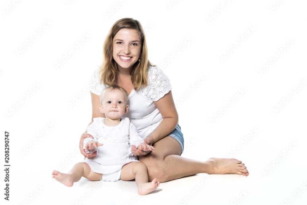 Mother with baby isolated on white Mother with baby isolated on white
