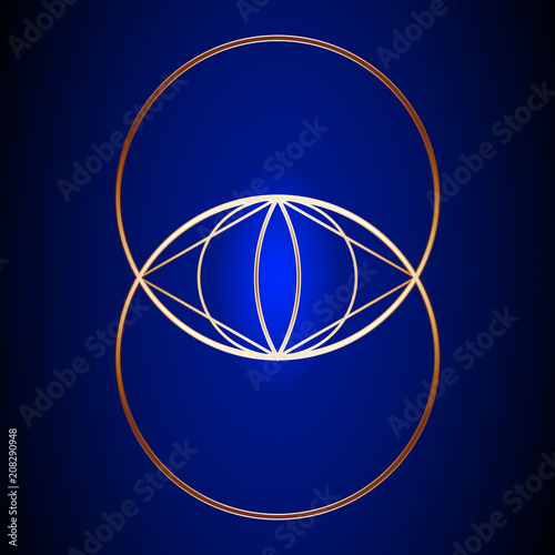 Gold Sacred Geometry Vesica Piscis symbol on background