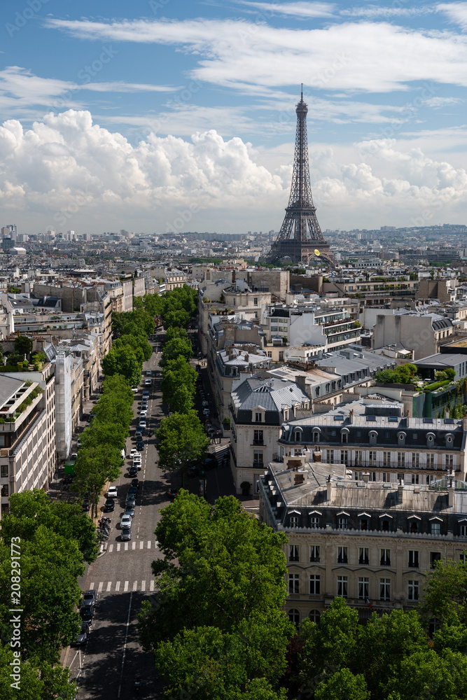 View of the Eiffel Tower from the Arc de Triomphe, Paris, France